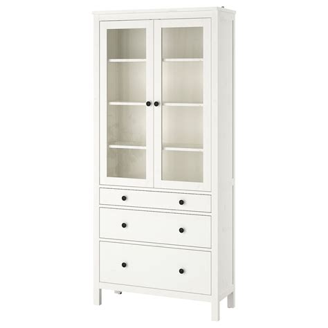 HEMNES Vitrine mit 3 Schubladen, weiß gebeizt, 90x197 cm - IKEA Deutschland