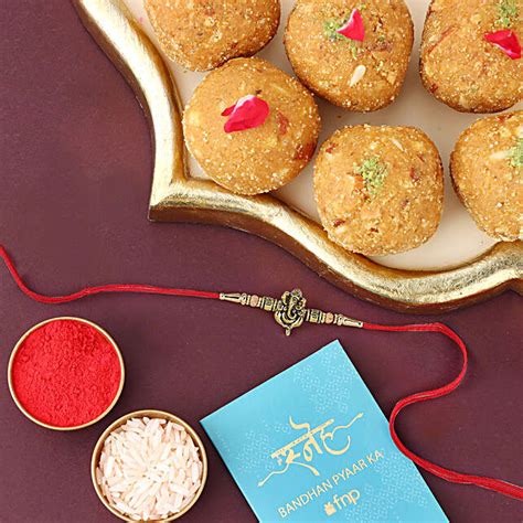 Sneh Rustic Charm Ganesha Rakhi Besan Laddoo Uae Gift Sneh Rustic