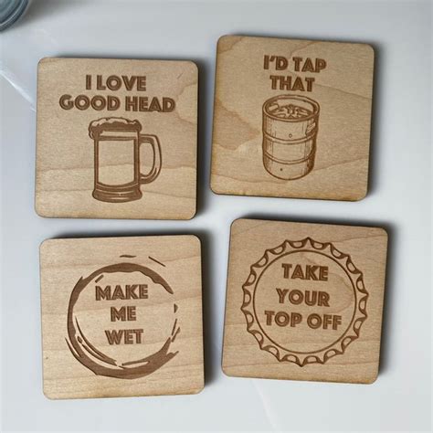 Funny Beer Coasters Set of 4 Wood Square Drink Adult Humor - Etsy