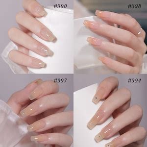 Nude Gloss Colors Nail Short Almond Coffin Round Nail Tips Press On False Acrylic Nails Press