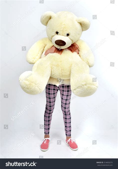 Woman Holding Big Teddy Bear Over 1518 Royalty Free Licensable Stock