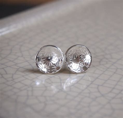 Silver Flower Stud Earrings Silver Flower Earring Studs - Etsy