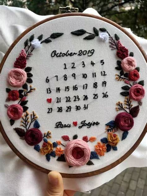 Custom Date And Name Wedding Embroidery Kit Diy Wedding With Garland