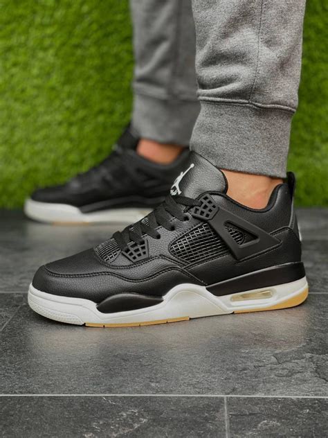 Кроссовки мужские Nike Air Jordan Retro 4 Black White 2 Найк аир ...