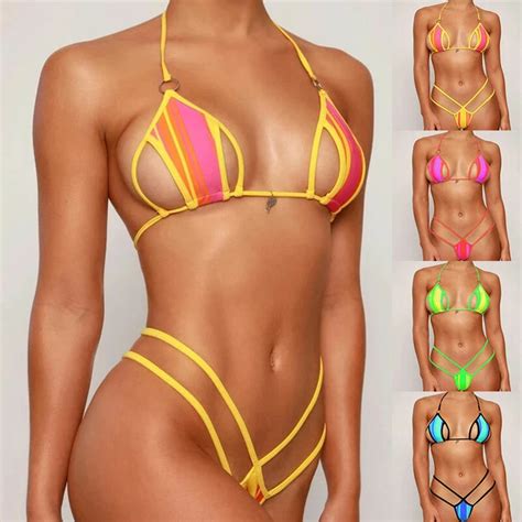 MINI MICRO SEXY Bikini Set Ausgeschnittene Schnur Damen Bademode Tanga
