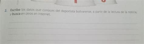 Escribe Los Datos Que Conoces Del Deportistas Bolivarense A Partir De