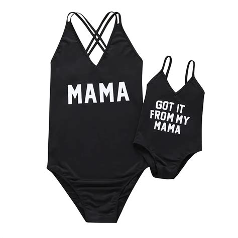 Traje de baño para madre e hija conjunto de bikini familiar con letras estampadas para verano