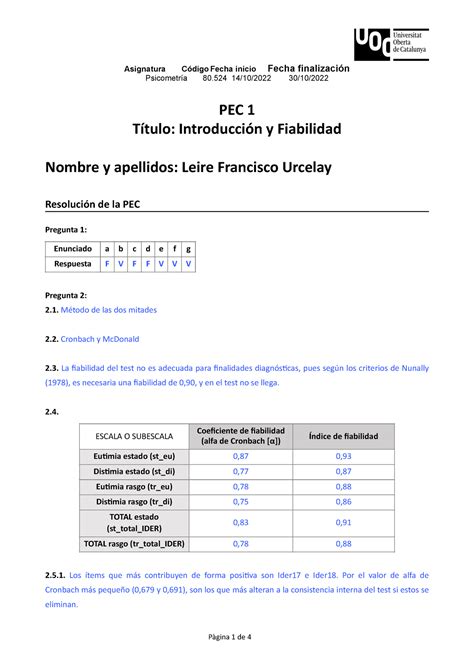 Pec Entrega Psicometr A Psicometr A Pec