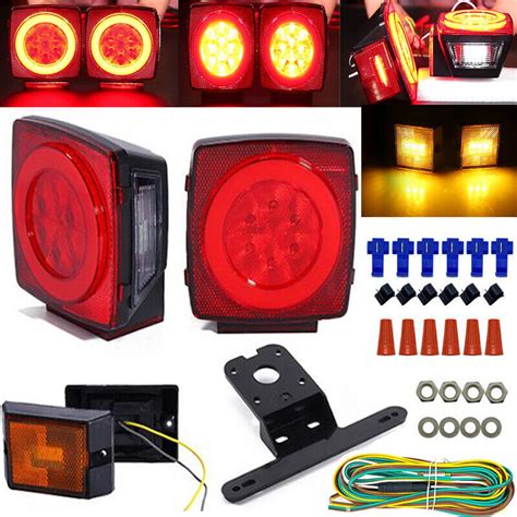 Rear Led Submersible Trailer Tail Lights Kit Boat Marker Truck