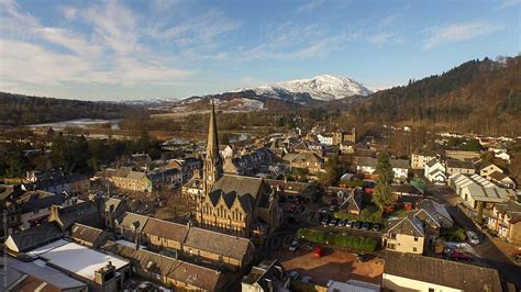 "An Aerial View Of A Scottish Village Looking Toward The Scottish ...