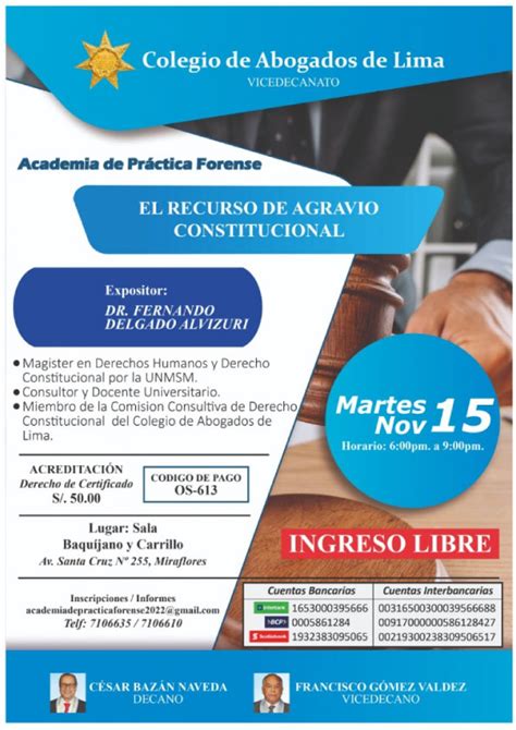 Conferencia El Recurso De Agravio Constitucional Ilustre Colegio De