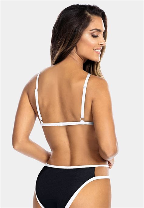 Czarno Bia Y Biustonosz Od Bikini Tkanina Akardowa Flg C Sklep Feba