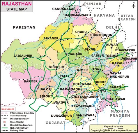 Rajasthan Map, State Map of Rajasthan, India