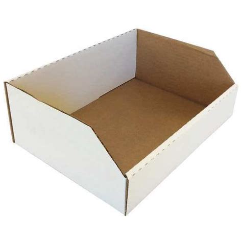 Packaging Of America Corrugated Shelf Bin, White, Cardboard, 9 in L x ...