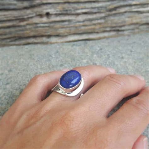 Bague ajustable lapis lazuli argent OMYOKI bijoux de créateur