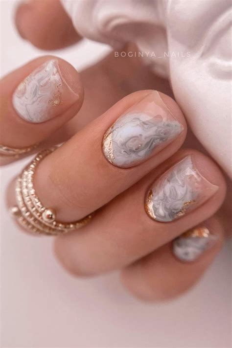 40 Stylish Ways To Rock Spring Nails Nude And Grey Marble Nails Artofit
