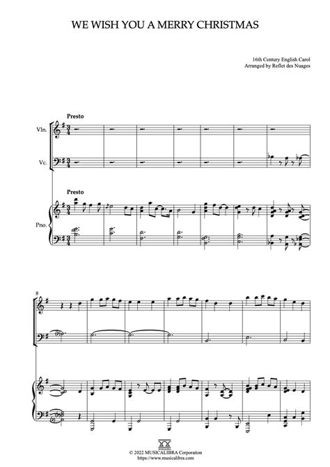 [trio Sheet Music] We Wish You A Merry Christmas Violin Cello And Piano Chamber Ensemble