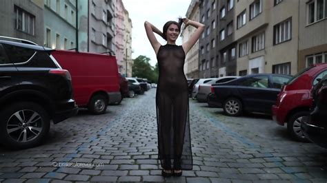 BralessForever Naked Under Her Sheer Dress Around The City