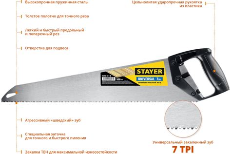 Универсальная ножовка пила Stayer "Universal", 500мм,7TPI, закаленный ...