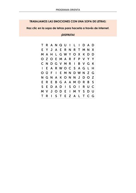 Sopa De Letras Emociones Worksheet Nbkomputer