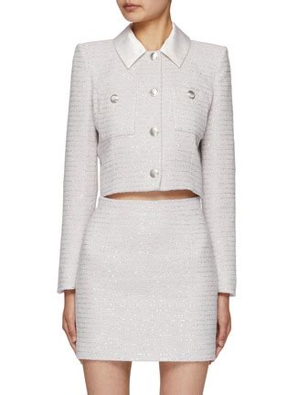 Alessandra Rich Sequin Embellished Tweed Jacket Women Lane Crawford