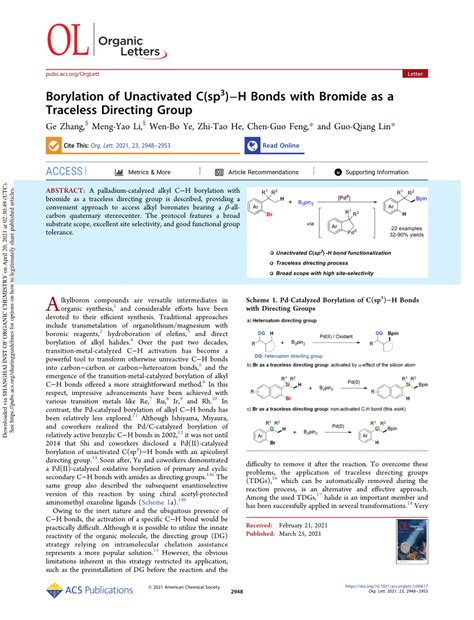 Pdf Borylation Of Unactivated C Sp H Bonds With Bromide As A