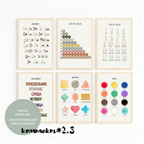 Комплект из 6 обучающих плакатов на русском языке для детей. Декор в ...