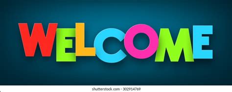 Colorful Welcome Sign Over Dark Blue Stock Vector (Royalty Free ...