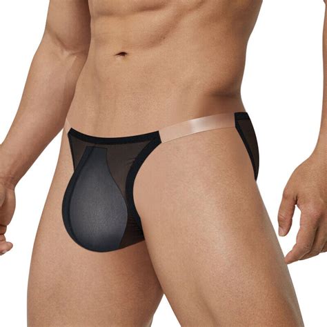 Men S Sexy Mesh See Through Briefs Bikini U Pouch Underwear Transparent Thin US EBay