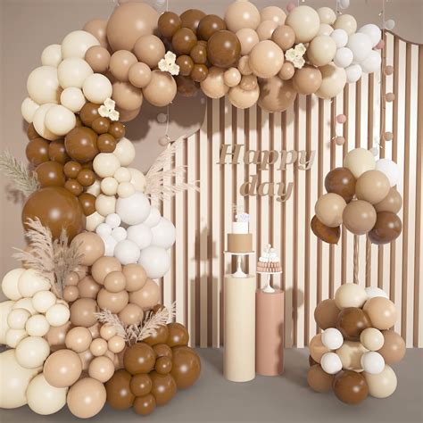 142Pcs Brown Balloons Garland Arch Kit KKS1 Nude Coffee Brown Boho