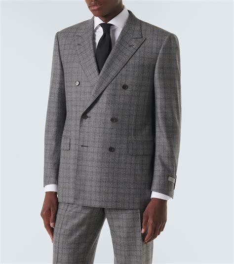 Prince Of Wales Checked Wool Suit In Grey Canali Mytheresa