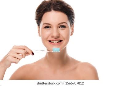 Happy Naked Woman Smiling While Holding Stock Photo Shutterstock