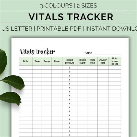 Vital Sheet Template - Etsy 
