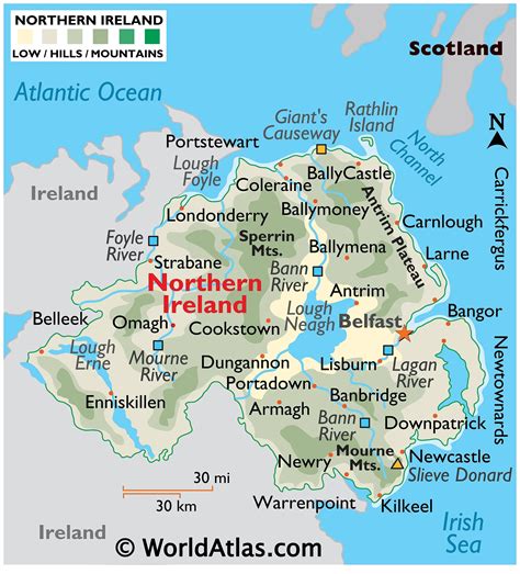 map  mountains  northern ireland adams printable map