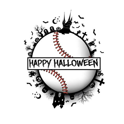 Happy Halloween and Baseball Ball Stock Vector - Illustration of ghost ...