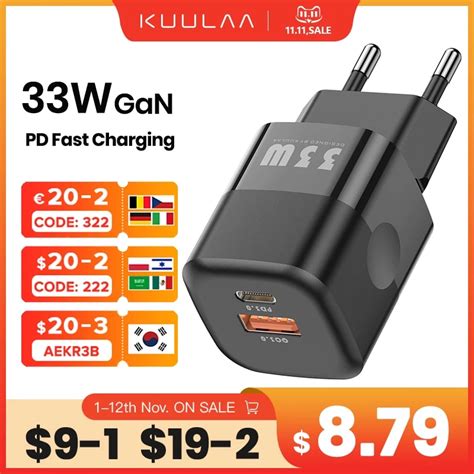 Kuulaa Usb C Charger W Gan Type C Pd Fast Charging For Iphone