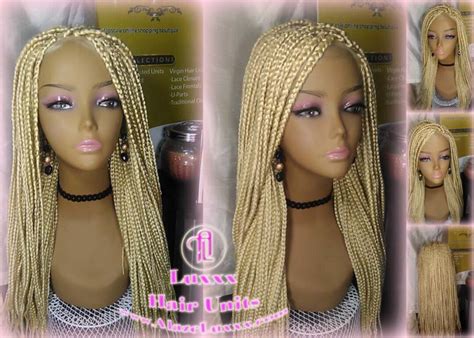 Box Braid Wig Blonde 613 Platinum Lace Baby Hair Unit Small Medium Straight Glueless Braid Lace