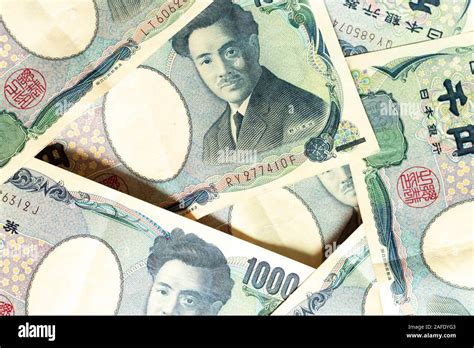 Group of Japanese bank note thousand yen background Stock Photo - Alamy
