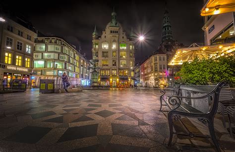 Fondos De Pantalla Dinamarca Copenhague Casa Plaza Noche Luna Banco