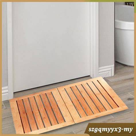 [ Bamboo Bath Mat Shower Mat Toilet Doormat Waterproof Foldable Floor