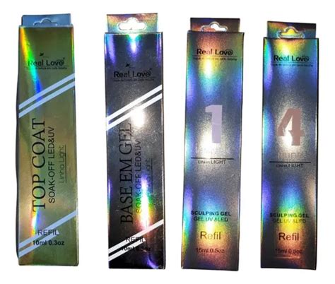 Kit Sachê Gel Real Love Base Top Coat Transparente nude Parcelamento sem juros