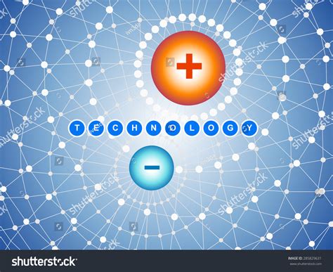 Abstract Technology Background Positive Negative Charges Stock Vector