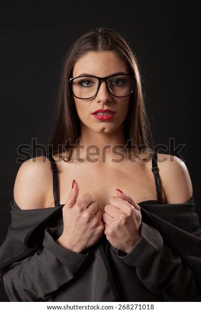 Sexy Brunette Woman Retro Black Lingerie Stock Photo 268271018 Shutterstock