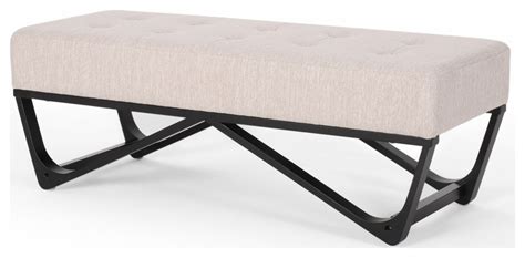 Emily Contemporary Fabric Ottoman Bench Transitional Upholstered