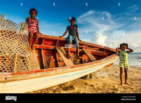 Mauritius Rodrigues Island Anse Enfer Mourouk Creole Children On A