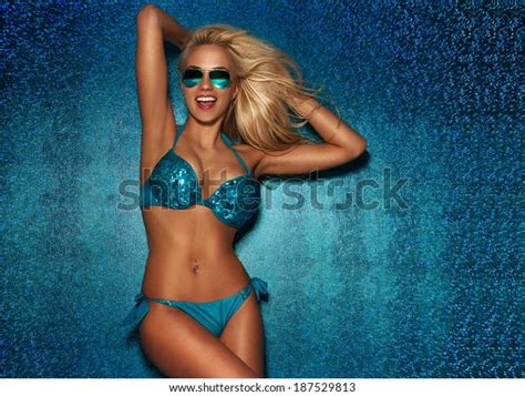 Sexy Blonde Woman Posing Fashionable Swimsuit Stock Photo Shutterstock