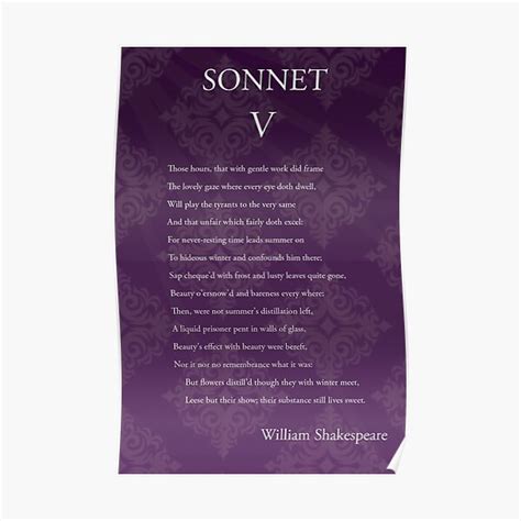 Shakespeare Sonnet 5 V Poster For Sale By Worldofprints Redbubble