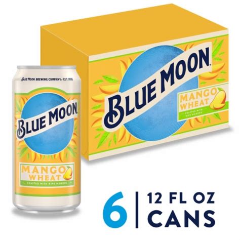 Blue Moon Mango Wheat Ale Fruity Craft Beer 6 Cans 12 Fl Oz Fred Meyer
