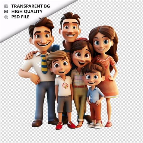 Familia Latina Ansiosa En D Estilo De Dibujos Animados Con Fondo Blanco Archivo Psd Premium