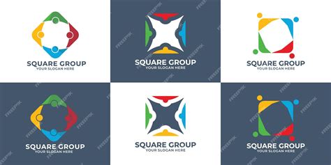 premium vector square people group symbol combined  community